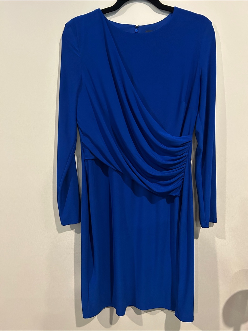 American Living Cobalt Blue Long-Sleeve Draped Dress